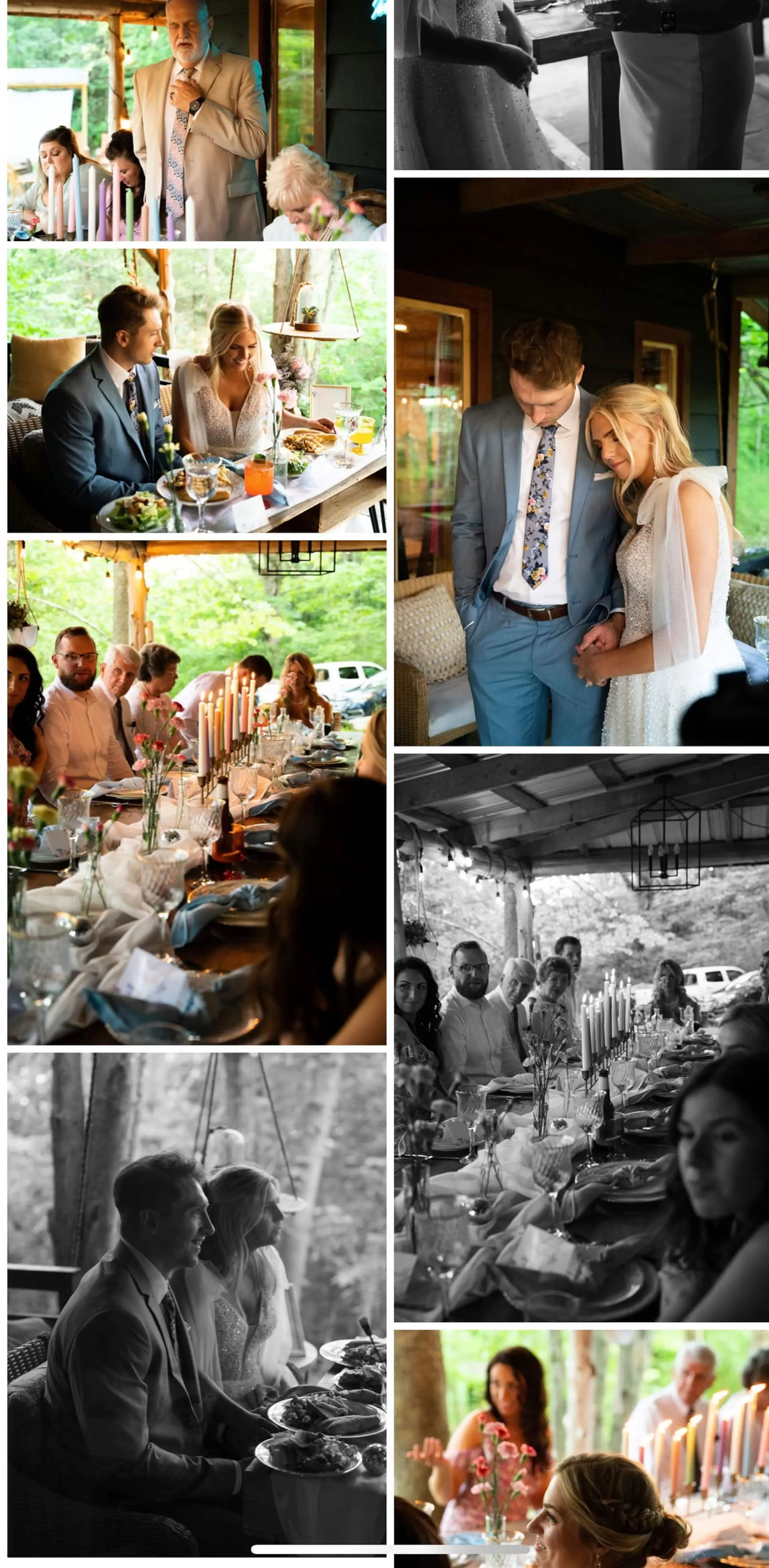 Guests gathered on the cabin porch during a celebration